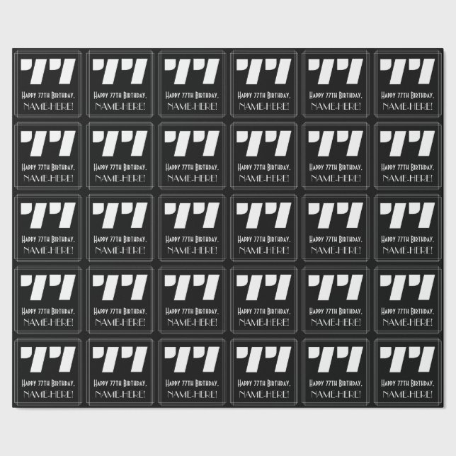 Papel De Regalo 77° cumpleaños: Aspecto inspirado en el Art Deco " (Costura)