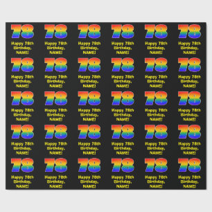 Papel De Regalo 78º cumpleaños: Inspirado arcoiris divertido y col