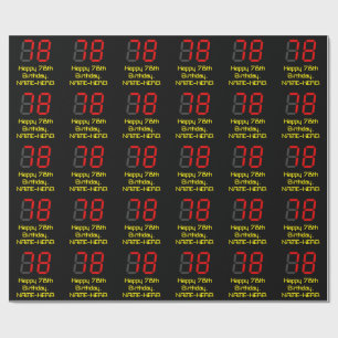 Papel De Regalo 78º cumpleaños: Red Digital Clock Style "78" + Nom