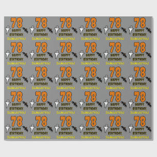 Papel De Regalo 78.º cumpleaños: Tembloroso tema de Halloween, nom