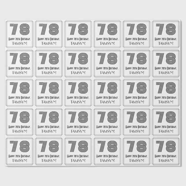 Papel De Regalo 78 Aniversario: Estilo Art Deco inspirado "78" + N (Superficie plana)