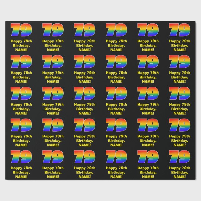 Papel De Regalo 79º cumpleaños: Inspirado arcoiris divertido y col (Costura)