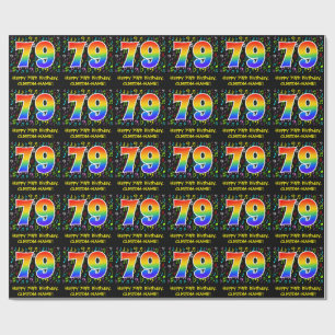 Papel De Regalo 79º cumpleaños: Símbolos musicales coloridos, arco