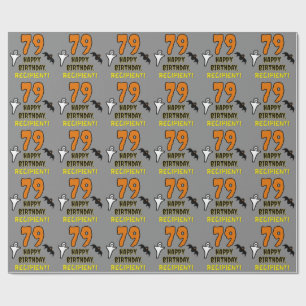 Papel De Regalo 79.º cumpleaños: Tembloroso tema de Halloween, nom