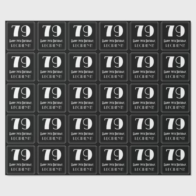 Papel De Regalo 79 Aniversario - Aspecto inspirado en el Art Deco  (Costura)