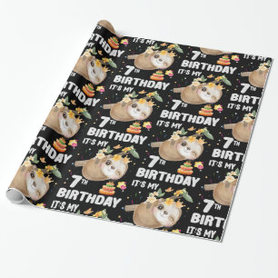 Papel De Regalo 7.ª Chica de cumpleaños, Fiesta Cute Sloth Lover