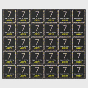 Papel De Regalo 7.º cumpleaños: número de flores florales, nombre 