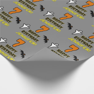 Papel De Regalo 7.º cumpleaños: Temática de Halloween espeluznante