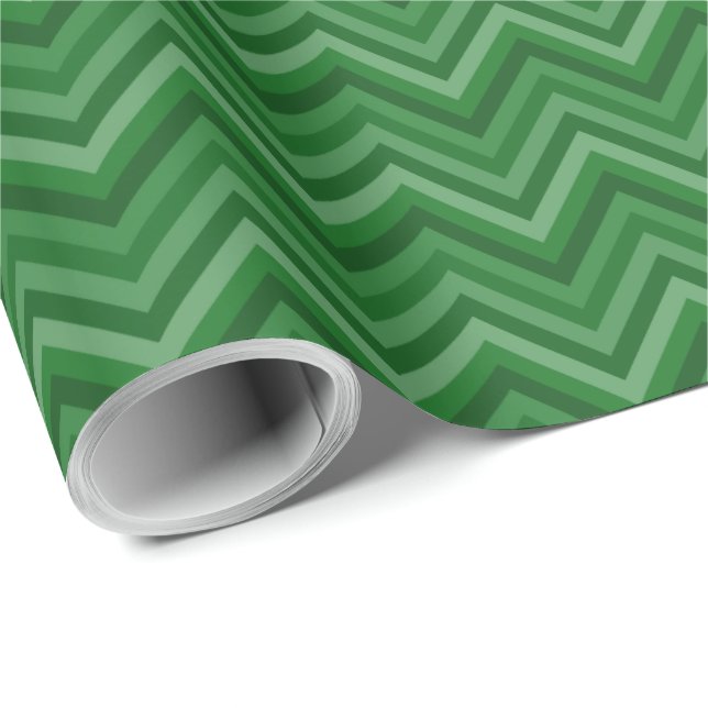 Papel De Regalo 7 Shades Green Zig Zag Stripe (Esquina del rollo)