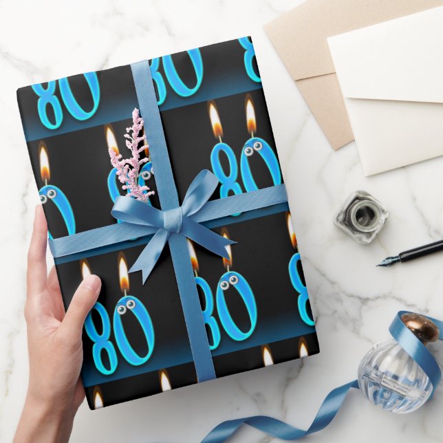 Papel De Regalo 80.ª Vela De Cumpleaños Con Ojos (Regalar)