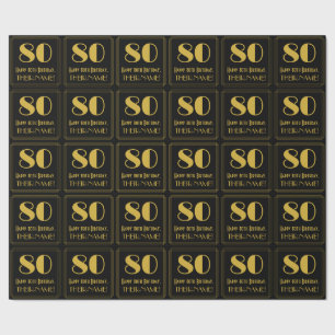 Papel De Regalo 80.º cumpleaños ~ Art Deco Inspirado Aspecto "80",