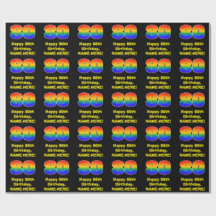 Papel De Regalo 80.º cumpleaños: Inspirado arcoiris divertido y co