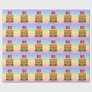 Papel De Regalo 80.º cumpleaños: Torta divertida y velas + nombre