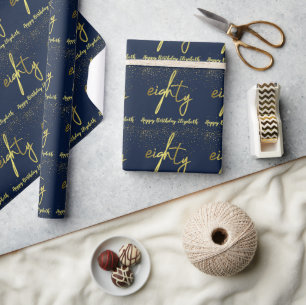 Papel De Regalo 80.º oro de la marina glamurosa