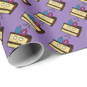 Papel De Regalo 80.o Torta de cumpleaños con las velas