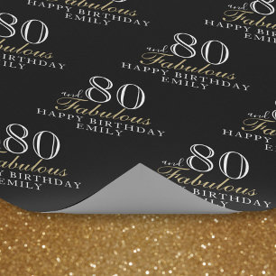 Papel De Regalo 80 y fabuloso Elegante Cumpleaños 80 negro