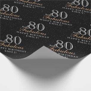 Papel De Regalo 80 y fabuloso elegante negro 80 cumpleaños