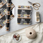 Papel De Regalo 80 y Fabulous Gold Purpurina 2 Photo 80th Birthday<br><div class="desc">80 y Fabulous Gold Purpurina 2 Photo 80th Birthday Wrapping Paper. Envoltura personalizada de regalo negro con 2 fotos y purpurina de oro. Añade tus fotos - puedes usar una foto antigua y nueva.</div>