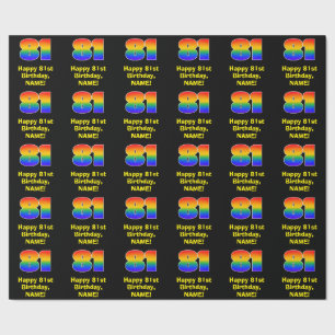 Papel De Regalo 81 Aniversario: Inspirado arcoiris divertido y col