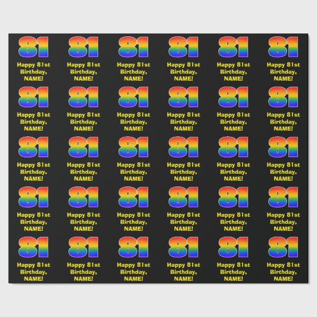 Papel De Regalo 81 Aniversario: Inspirado arcoiris divertido y col (Costura)