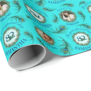 Papel De Regalo 82 Pluma de Pavo Real Totalmente Editable Foto Per