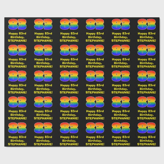 Papel De Regalo 83.º cumpleaños: Inspirado en el arcoiris divertid (Costura)