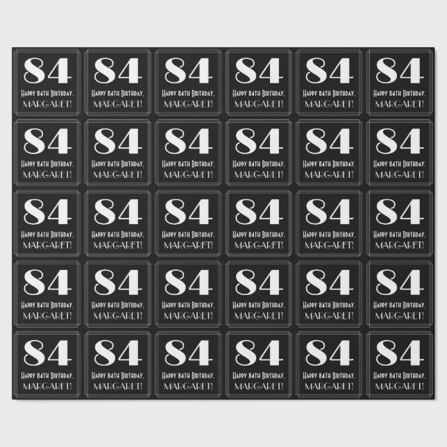 Papel De Regalo 84º cumpleaños - Aspecto inspirado en el Art Deco  (Costura)