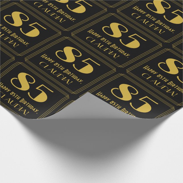 Papel De Regalo 85º cumpleaños ~ Art Deco Inspirado Aspecto "85",  (Esquina)