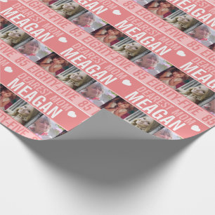 Papel De Regalo 85 años tres fotos naranja de coral blanco