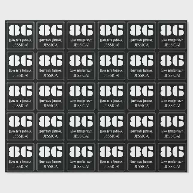 Papel De Regalo 86º cumpleaños: Aspecto inspirado en el Art Deco " (Superficie plana)