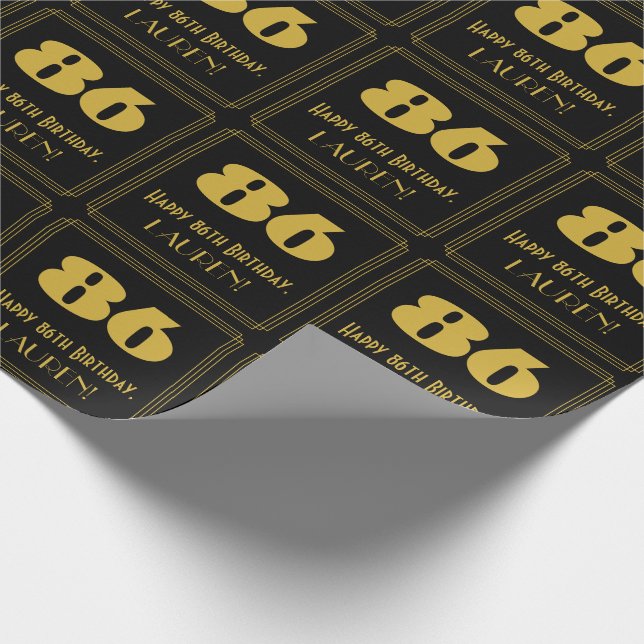 Papel De Regalo 86º cumpleaños - Aspecto inspirado en el Art Deco  (Esquina)