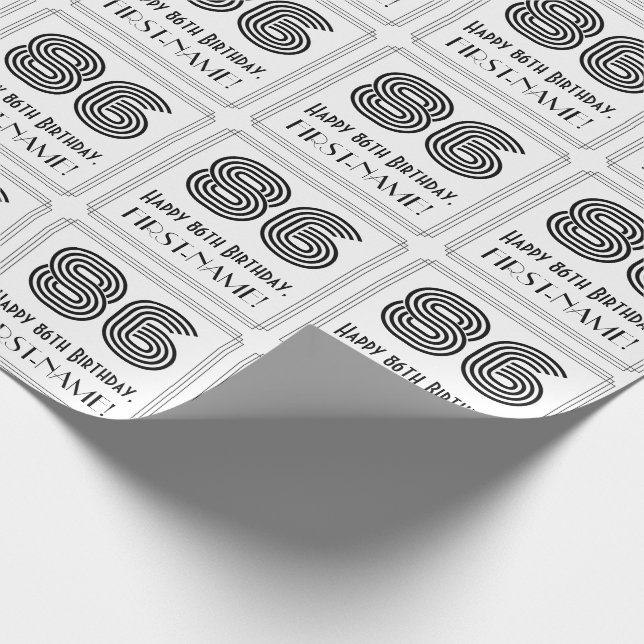 Papel De Regalo 86º cumpleaños: Estilo inspirado en el Art Deco "8 (Esquina)