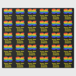 Papel De Regalo 86º cumpleaños: Inspirado arcoiris divertido y col