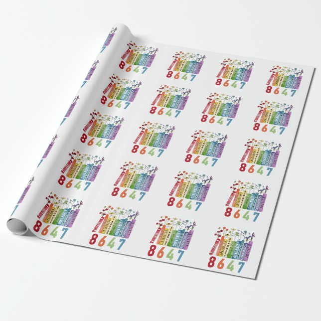 Papel De Regalo 8647 Sutil Anti Trump Anti MAGA 86 47 Floral LGBT (Desenrollado)