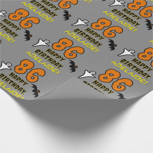 Papel De Regalo 86.º cumpleaños: Temática de Halloween espeluznant