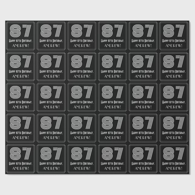 Papel De Regalo 87º cumpleaños: Art Deco inspirado look "87" con n (Superficie plana)
