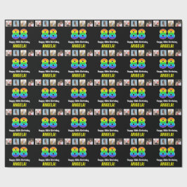 Papel De Regalo 88º cumpleaños: Arcoiris "88"; fotos y nombre de P