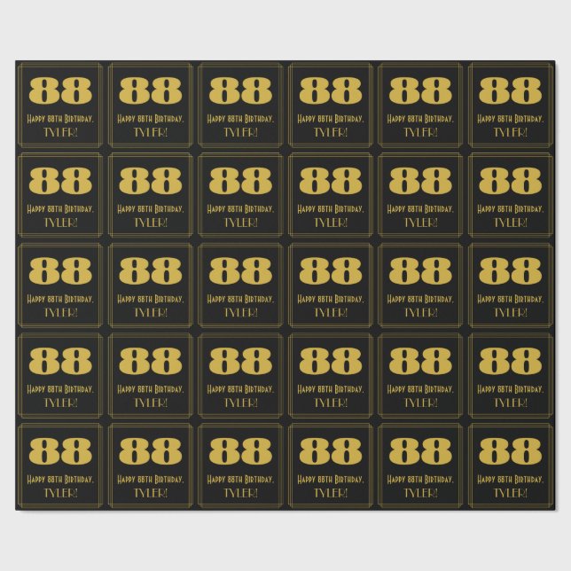 Papel De Regalo 88º cumpleaños - Aspecto inspirado en el Art Deco  (Costura)