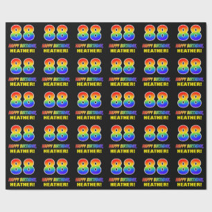 Papel De Regalo 88º cumpleaños: audaz, divertido, simple, arcoiris