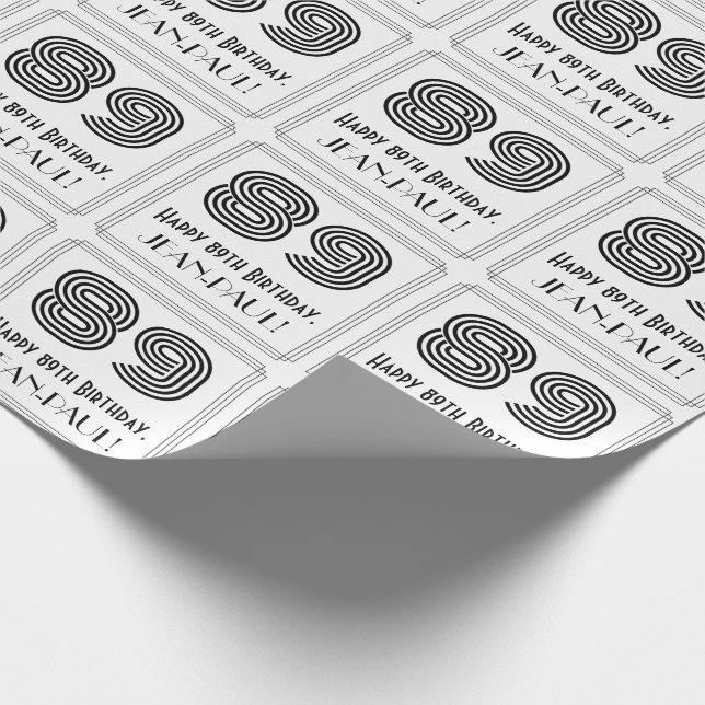 Papel De Regalo 89º cumpleaños: Estilo inspirado en el Art Deco "8 (Esquina)