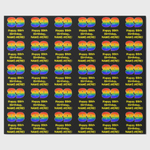 Papel De Regalo 89º cumpleaños: Inspirado arcoiris divertido y col