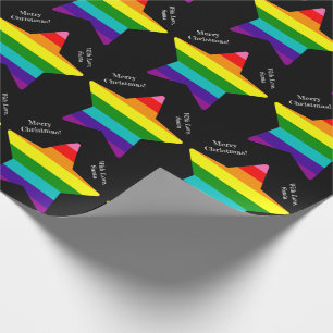 Papel De Regalo 8 Franjas Bandera LGBT Orgullo Estrellas Navidad L