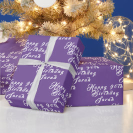 Papel De Regalo 90.ª fiesta de cumpleaños Patrón púrpura