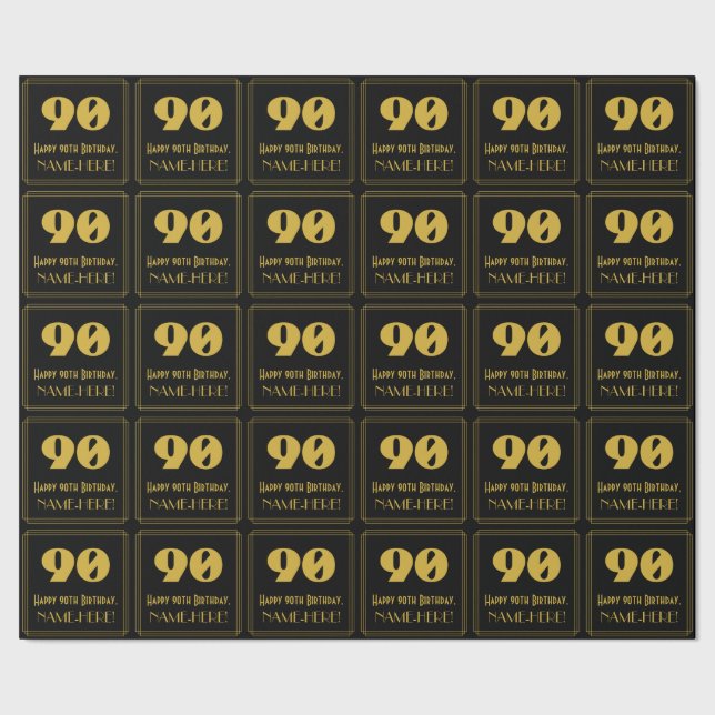 Papel De Regalo 90 Aniversario - Aspecto inspirado en el Art Deco  (Costura)