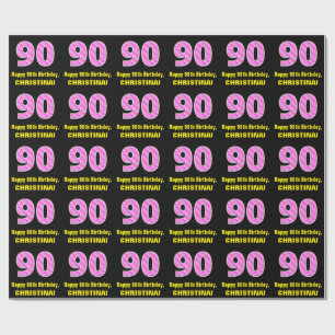 Papel De Regalo 90 Aniversario: Bandas y corazones rosados "90" + 