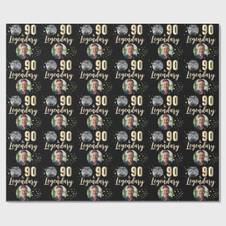 Papel De Regalo 90 & Legendary 2 Photos 90th Birthday Gold