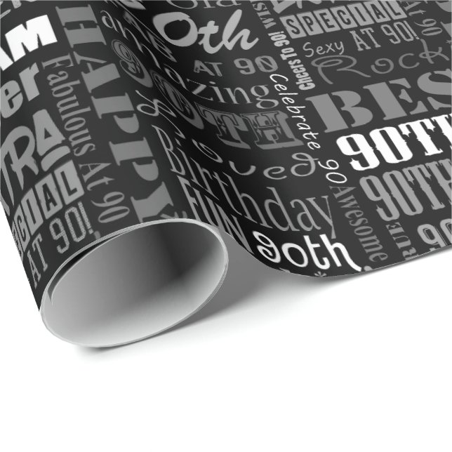 Papel De Regalo 90.o monograma personalizado de la fiesta de (Esquina del rollo)