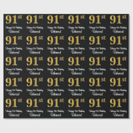 Papel De Regalo 91° cumpleaños: elegante y lujoso look de Faux Gol