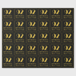 Papel De Regalo 92º cumpleaños ~ Art Deco Inspirado Aspecto "92", 