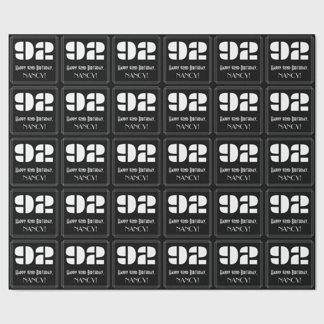 Papel De Regalo 92º cumpleaños: Aspecto inspirado en el Art Deco " (Costura)